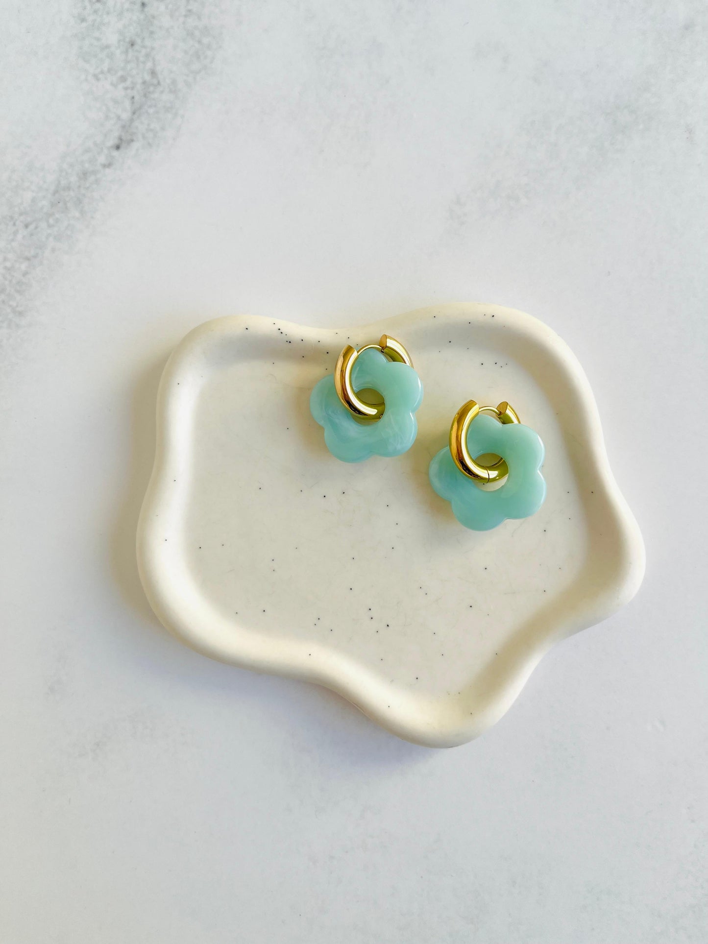 Aros argollas flor acrílico colores surtidos Acero Inoxidable Baño 18K