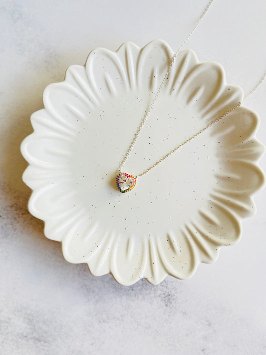 Collar corazón multicolor Plata ley 925