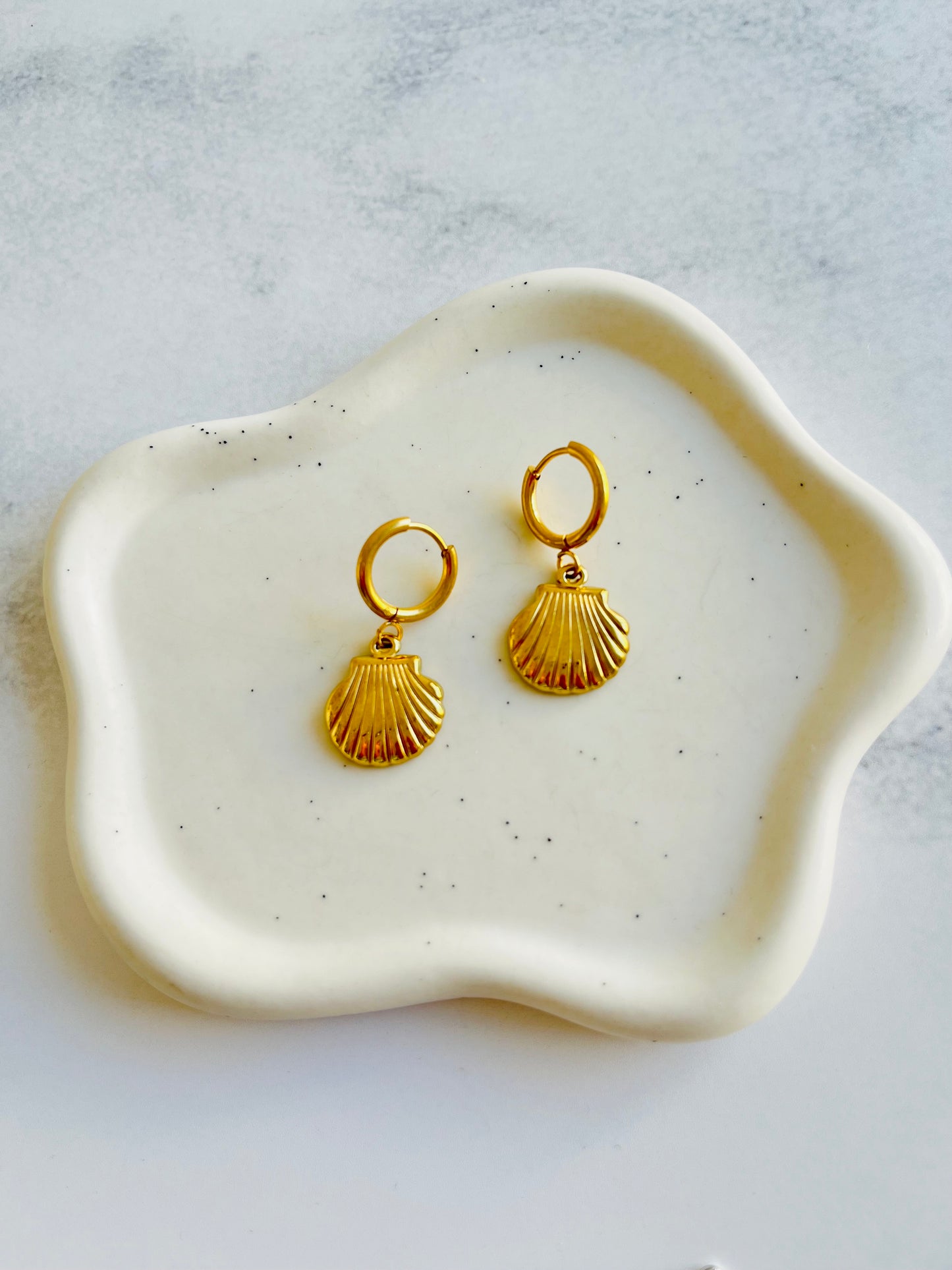 Aros argolla concha de mar colgante Acero inoxidable Baño 14K