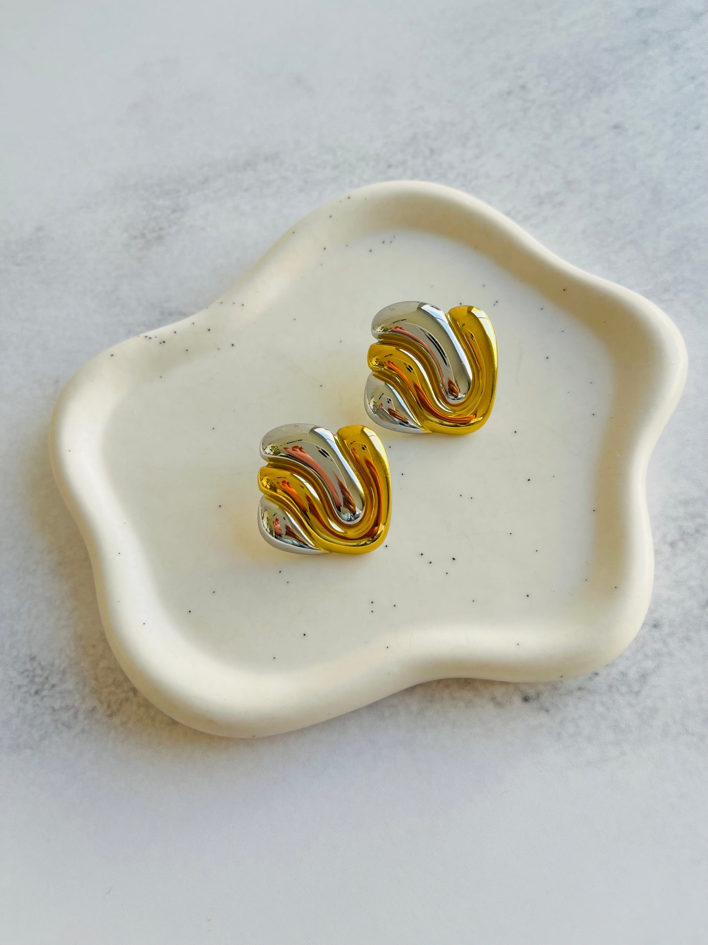Aros dúo Acero inoxidable baño 18K