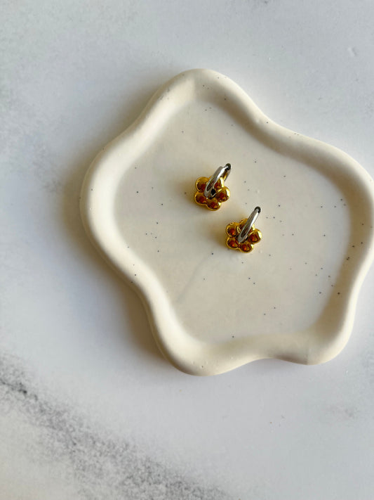 Aros argolla flor dorada Acero inoxidable Baño 18K