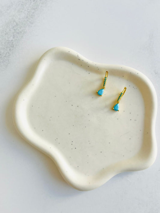 Aros argollas azules acero inoxidable baño de oro 14K