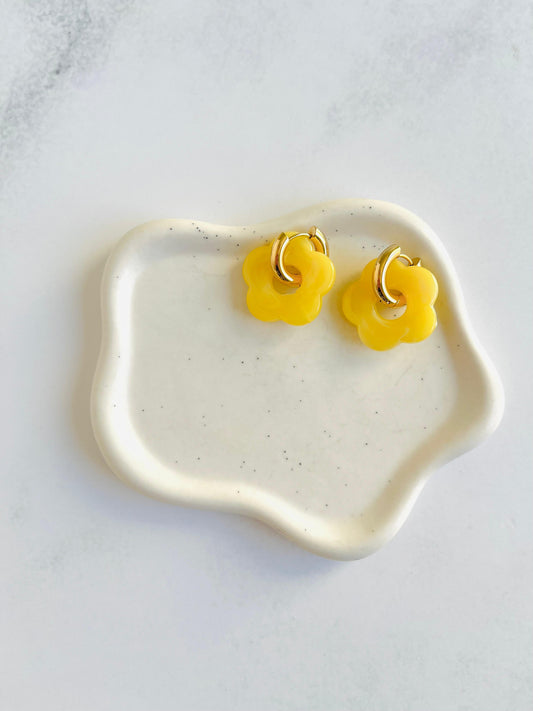 Aros argollas flor acrílico colores surtidos Acero Inoxidable Baño 18K