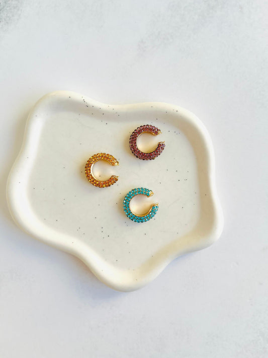 Ear Cuff con circones de Acero Inoxidable Baño 14K