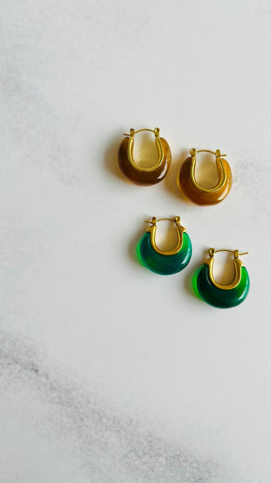 Aros argolla piedra Acero inoxidable Baño 18K