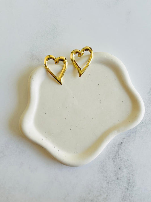 Aros silueta corazón de Acero inoxidable y baño de oro 14K